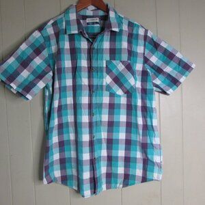 Magellan Button Up Shirt L Classic Fit Green Purple